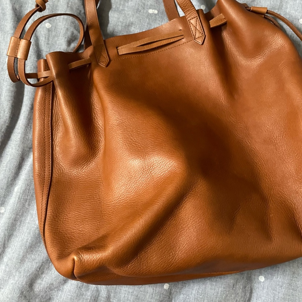 EUC madewell drawstring transport tote cognac